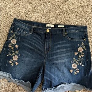 Floral Embroidered Denim Shorts